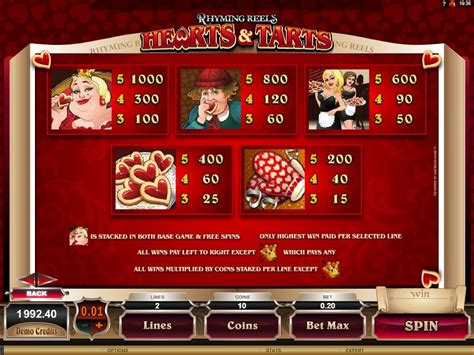 Rhyming Reels Hearts Tarts 888 Casino